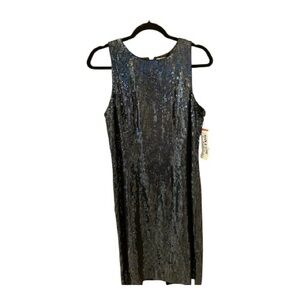 Mark & John by Gopal Vintage Sequined Midnight Blue Sleeveless Dress, Size 12.